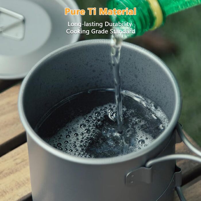 Набір з 2 титанових кухлів легка титанова чашка для кемпінгу на природі зі складною ручкою, місткістю 450 мл та 750 мл для пригод на природі, походів та подорожей