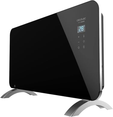 Конвекторний обігрівач Cecotec Ready Warm 6670 Crystal Connection зі скляною стільницею. 1500 Вт, керування Wi-Fi, регульований термостат, таймер, підлогова підставка, підходить для ванних кімнат (IP24), безшумний, чорний.