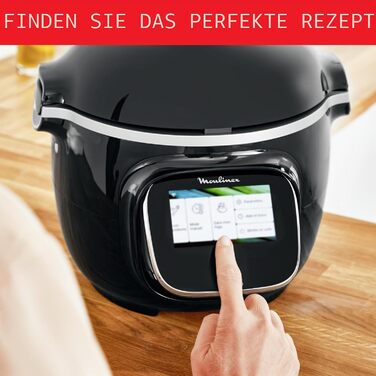 Інтелектуальна мультиварка-скороварка Moulinex Cookeo Touch Wifi (6 л) з сенсорним екраном, 250 вбудованими рецептами та формою для випічки 18 см, чорна (YY5297FB)