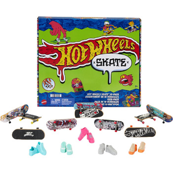 Набір скейтбордів Hot Wheels skate fingerboards 10 pack, набір з 10 скейтбордів з 5 парами змінного взуття в дизайні Hot Wheels, H
