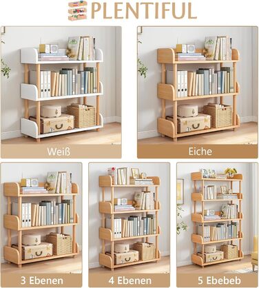 Рівнева відкрита дерев&39яна книжкова шафа - сучасна окремостояча полиця з верхнім краєм та каркасом з масиву дерева для вітальні та офісу, стелаж, дуб, 3-рівнева, дуб, 3-