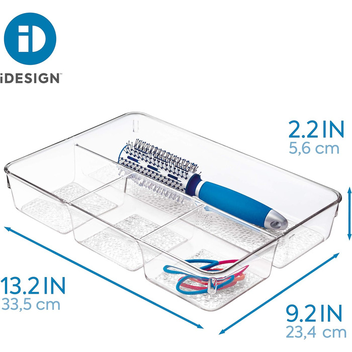 Органайзер для косметики iDesign, пластикова коробка для сортування косметики з 4 відділеннями, для зберігання косметики, прозора з 4 відділеннями 4 відділеннями