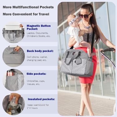 Унісекс X-Large Сумка для перевдягання люльки сіра