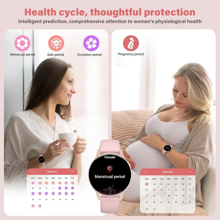 Жіночий маленький смарт-годинник із функцією телефону, 1,27-дюймовий TFT-сенсорний фітнес-трекер із цілодобовим монітором серцевого ритму, монітором сну, понад 120 спортивними режимами, крокоміром, круглий смарт-годинник для iOS/Android (рожеве золото)