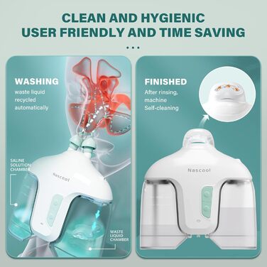 Система іригації носа Електричний іригатор носа Іригатор носа для дорослих Іригатор носа Очищувач носа Іригатор носа для дорослих Полегшення симптомів носових пазух з 50 пакетиками фізіологічного розчину (білий) Білий/Опуклий сад