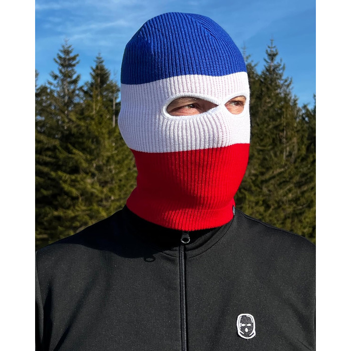 Шапка/Балконний Troublemaker 2 в 1 Синій Білий Червоний Смугастий Маска Шапка Балаклава Ультрас Лижні Хулігани