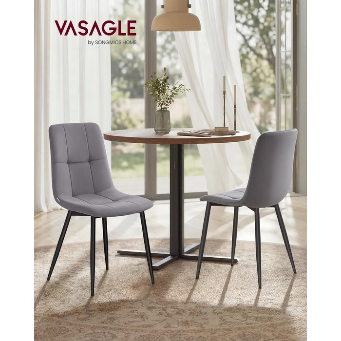 Обідні стільці VASAGLE з оксамитового оздоблення, кухонні стільці (витримують вагу до 120 кг), крісла з регульованими ніжками, сучасні, м&39які, для вітальні, комплект з 4 шт. , сірий сланцевий колір KDC080GN01 Комплект з 4 шт. , сірий сланцевий колір