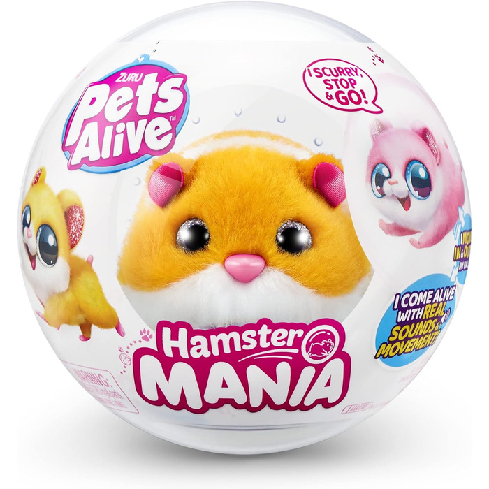 Від ZURU, Orange Hamster, Pet Nurture, Soft Toy, Real Alive, 20 Sounds Interactive, Electronic Pet, (Orange)