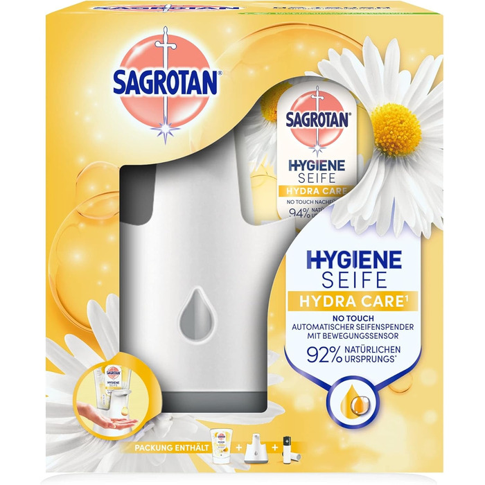 Автоматичний дозатор мила Sagrotan No-Touch вкл. заправку Ромашка - 1 х 250 мл Мило для рук 250 мл (упаковка 1) Дозатор мила