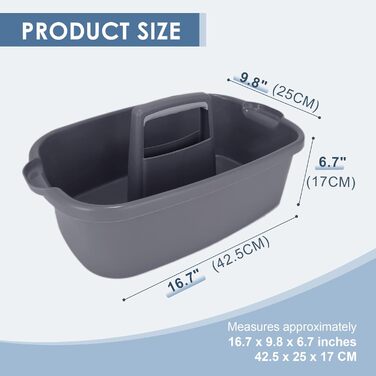 Абелювані органайзери для мийних засобів - кошик для зберігання, багатоцільовий пластиковий кошик з ручкою, кошик для садових інструментів, кошик для прибирання, органайзер для ванної кімнати, коробка для зберігання, сірий, 2 шт.