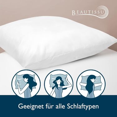 Комплект із 2 подушок Beautissu 80x80 см, стьобані подушки з мікрофібри 800 г, наповнювач з внутрішнього шва - подушки для сну, які можна прати, в подвійній упаковці - підходить для алергіків та має сертифікат Oeko-TEX - BeautNuit UK 80x80 см (2 шт.)