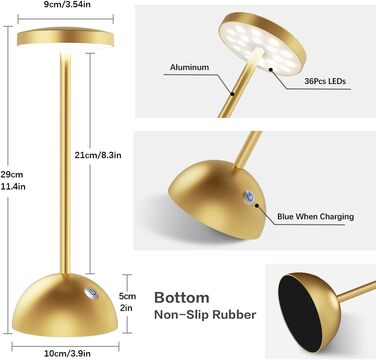 Світлодіодна настільна лампа Hapfish Акумуляторна батарея, 5000 мАг Симпатична настільна лампа Бездротова, з можливістю затемнення