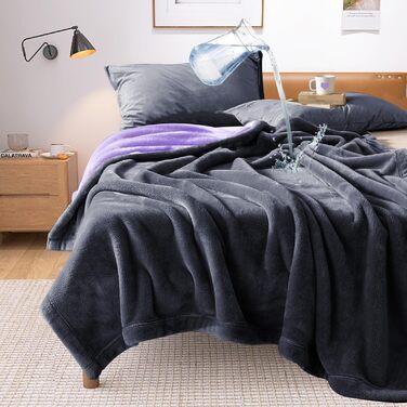 Водонепроникна ковдра YISURE Love Blanket 230x203 см для пар, ковдра Splash розміру King для дорослих пар, двосторонній захисний чохол для меблів або матраца сірий/фіолетовий 230x203 см