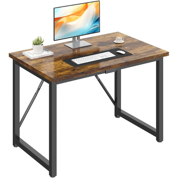 Письмовий стіл 100 x 50 x 75 см, Комп&39ютерний стіл з регульованими ніжками, гачками, вантажопідйомність 60 кг та водонепроникна стільниця, для домашнього офісу та навчання, вінтажний коричневий 100 x 50 см коричневий
