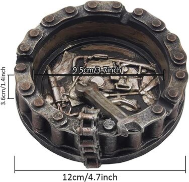 Декоративна попільничка з мотоциклетним ланцюгом з гайковим ключем і мотивом мотоцикла, ідеально підходить для байкерського бару та майстерні Harley, прикраси кімнати для паління, унікальна для чоловіків і жінок.