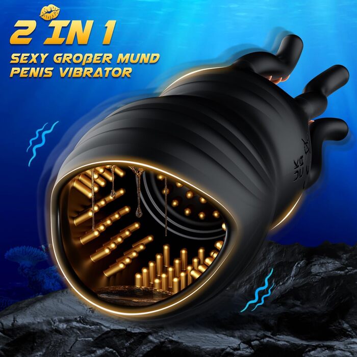 Мастурбатор DVG для чоловіків, чорний, з функцією оральної стимуляції, язичком, 10 режимів вібрації