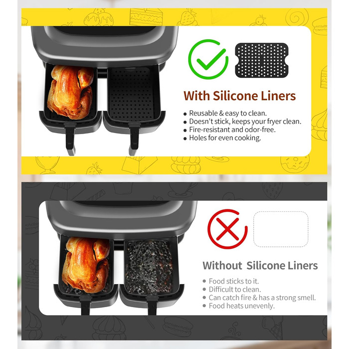 Аксесуари для фритюрниці Ninja AF500EU, подвійна фритюрниця 10 шт. Аксесуари для Ninja Foodi FlexDrawer 10.4 л з вкладишами та стійками