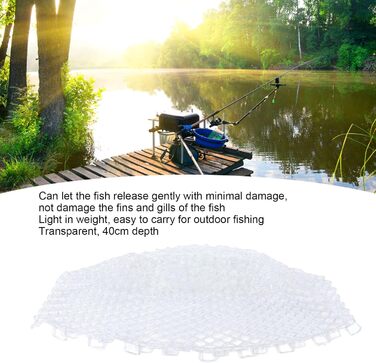Рибальська сітка OUKENS, 45 x 40 см, біла гумова рибальська сітка, заміна, міцна, складна рибальська сітка, заміна для риболовного інструменту, прісноводна, морська