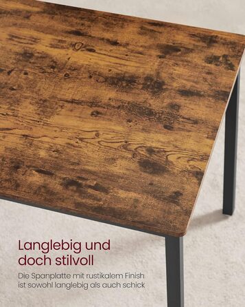 Обідній стіл VASAGLE з 2 лавками, комплект з 3 шт. , кухонний стіл 70 x 110 x 75 см, 2 лавки кожна 30 x 97 x 50 см, сталевий каркас, вінтажний коричневий-чорний KDT070B01 Вінтажний коричневий чорнильний