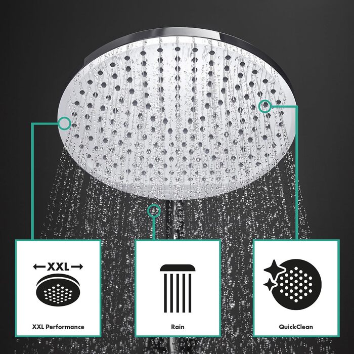 Душова система hansgrohe Crometta S з одноважільним змішувачем, тропічним душем (240 мм), ручною лійкою (2 режими), шлангом та штангою, хром, 27269000