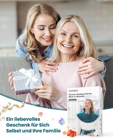 Обтяжена нагрівальна ковдра KNQZE, грілка з 10 рівнями нагріву, 4 таймери для спини, плечей та шиї, мийна нагрівальна подушка від болю в спині та шиї, подарунок на день народження для жінок (сіра)