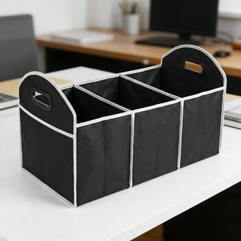 Органайзер для багажника автомобіля, трисекційний, складаний, преміум-матеріал, для позашляховиків, седанів, легкових та вантажних автомобілів, чорний