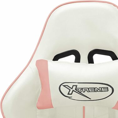 Ігрове крісло, офісне крісло, ігрове крісло, письмове крісло, обертове крісло, біла та рожева штучна шкіра