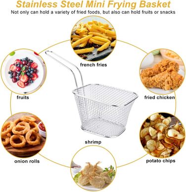 Кошик для смаження DECARETA 8 шт. Маленький кошик для подачі картоплі фрі Міні-кошик для картоплі фрі Кошик для картоплі фрі Кошик для фритюрниці з нержавіючої сталі Кошик для смаження для подачі картоплі фрі креветки кільця цибулі