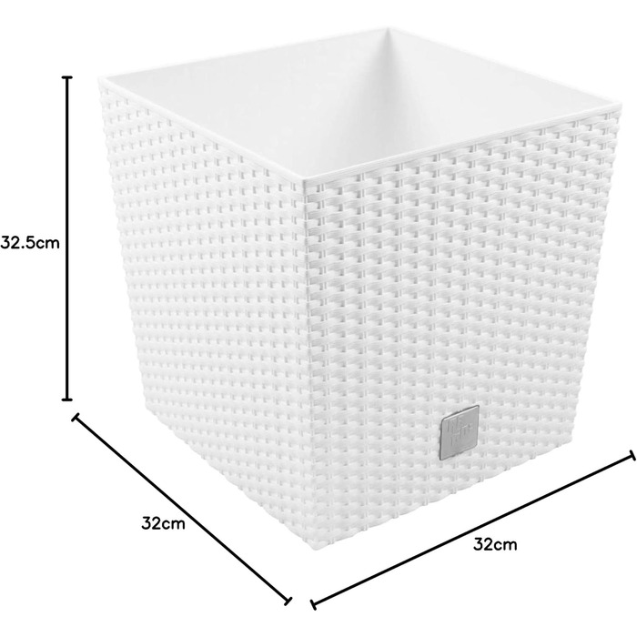 Літровий горщик з білим дном, 33 x 33 x 33 см. 32 x 32 x 32,5 см, білий, 32-