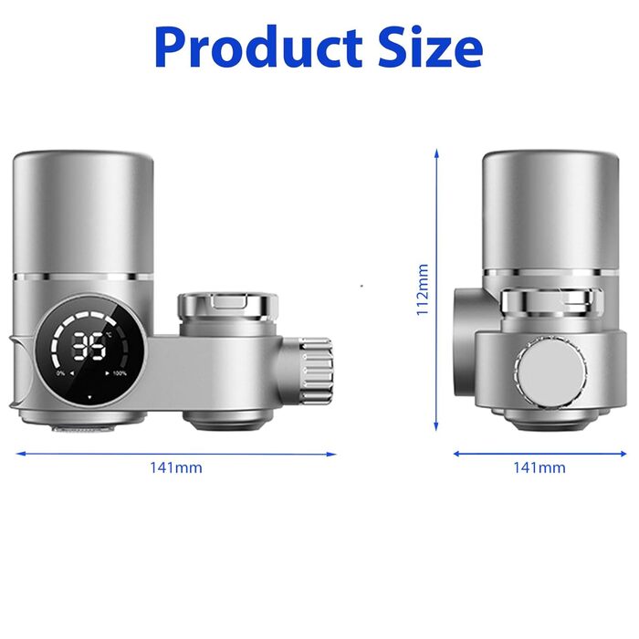 Кран з фільтром для води зі світлодіодним дисплеєм, фільтр для питної води з синім світлом, фільтр для питної води для видалення хлору, для домашньої кухні, видаляє хлор, важкі метали та поганий смак