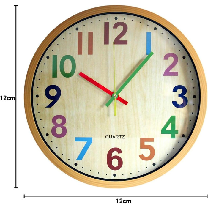 Настінний годинник Coslife 12-дюймовий безшумний барвистий настінний годинник Великий декоративний настінний годинник, що не цокає