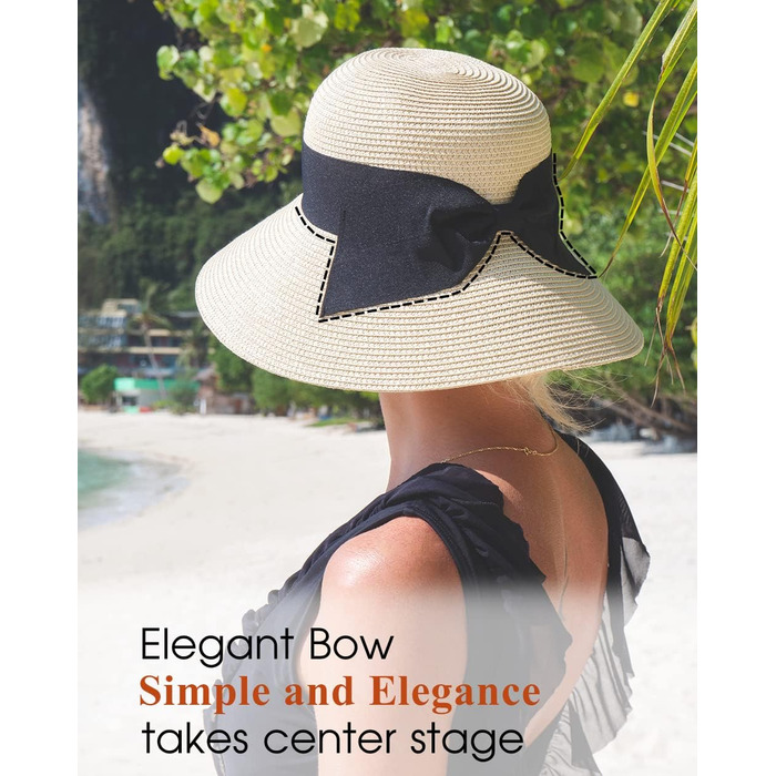 Жіночий солом&39яний капелюх Comhats, складний літній капелюх, пляжний капелюх із широкими полями, розмір L, 69087бежевий
