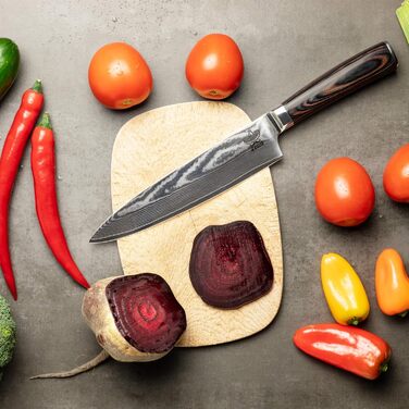 Кухонний ніж XL (32 см) професійний шеф-кухарський ніж з натуральної 67-шарової дамаської сталі I дамаської кухонний ніж і ніж шеф