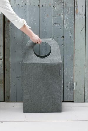 Мішок для білизни - Швидке відкриття - Міцний текстильний мішок - Економія місця - Кришка складається, утворюючи ручки - Легке спорожнення - Pepper Black - 55 L - 29,5 x 54,0 x 50,5 см