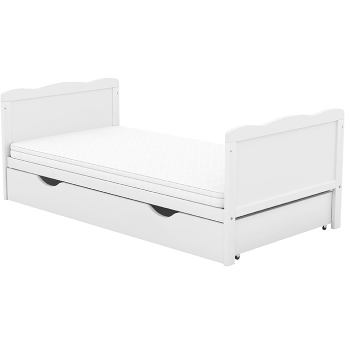 Дитяче ліжечко 70x140 біле, що трансформується в дитяче ліжко Jack з шухлядою