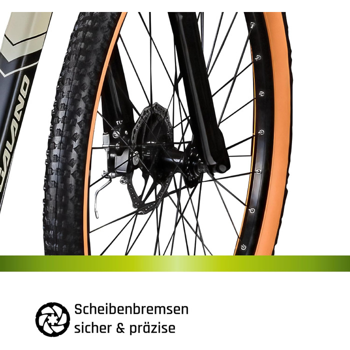 Гірський велосипед Galano Toxic Hardtail 29 дюймів для дорослих, MTB, 21 швидкість, амортизаційна вилка, дискові гальма, чорний/бежевий, 40 см