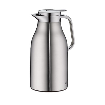 Термос alfi SKYLINE 1,5 л, матова нержавіюча сталь, з гігієнічним загартованим скляним вкладишем, кришка з поворотним замком та зручною кнопкою, ергономічна ручка, керування однією рукою, ідеально підходить як кавник