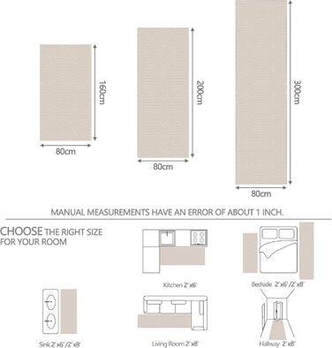 Килим Capsulepad для передпокою 80x200 см бежевий, сучасний миючийся кухонний килимок, 3D геометрія, високий низький ефект, нековзні килимки, м&39які килими для вітальні, спальні, бежевий 80 x 200 см (прямокутний)
