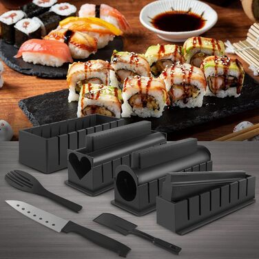 Набір SKYSER Sushi Maker, набір з 20 предметів для початківців, які можна приготувати самостійно, можна використовувати як тарілку