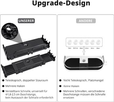 Душова полиця LOLYPOT без свердління телескопічна 32-48см, Душова полиця для підвісного органайзера для ванної кімнати, Душова пол