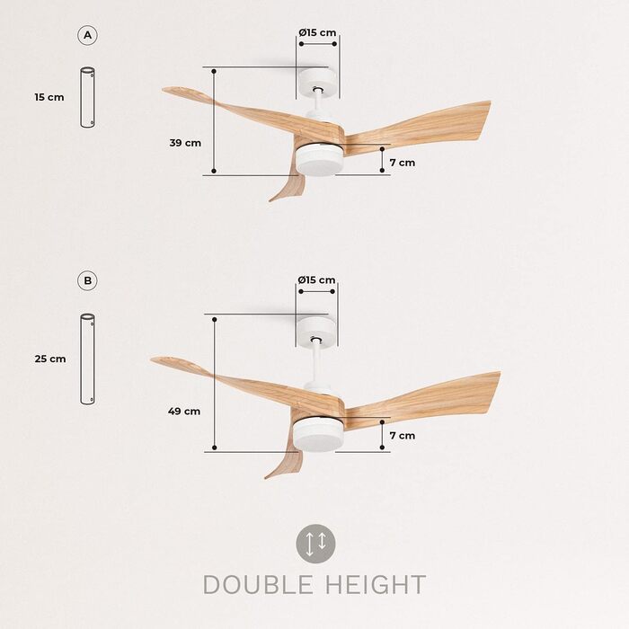 СТВОРЕННЯ / ВИХОР / Стельовий вентилятор з підсвічуванням Лопаті з натурального дерева білого кольору з пультом дистанційного керу