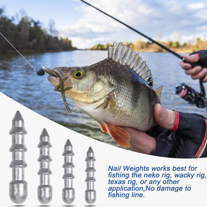 Набір рибальських цвяхів-вантажів, 60 предметів, цвяхи-вантажики для лову окуня, вставні грузила, черв&39яки, набір, рибальські цвяхи-вантажики для м&39яких пластикових приманок, Wacky Rig, ловля окуня