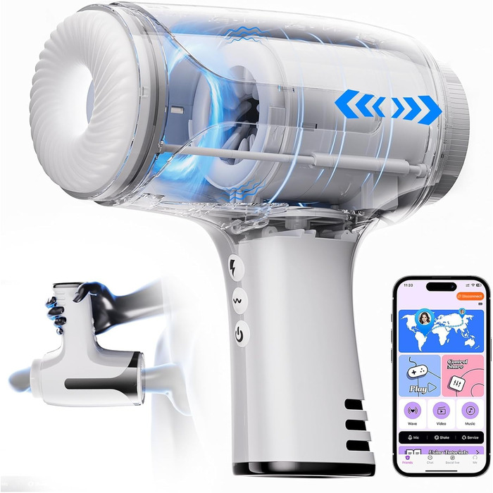 Електричний мастурбатор Dolamgel, з двома каналами, 4 режими поштовхів, 4 режими вібрації, APP-керування