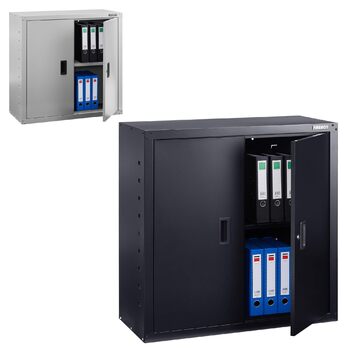 Картотечна шафа Arebos, офісна шафа, шафа для зберігання, шафа для матеріалів, сталева шафа Полиця з регульованою висотою 90x90x40 см чорного кольору