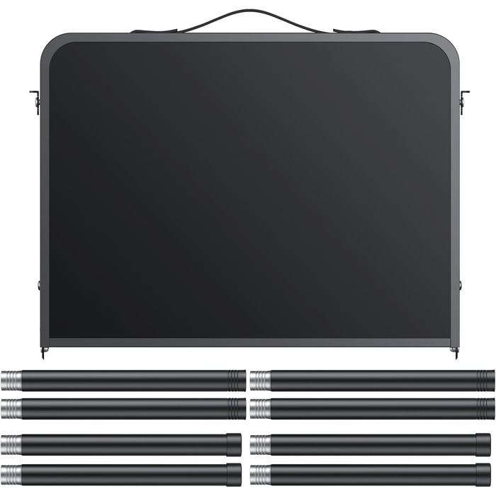 Стіл для кемпінгу JiGiU 60x40 см, складний, з 3 регулюваннями висоти 27 см/51 см/74 см, алюмінієвий каркас, компактний гриль-стіл для саду, кухні, пікніка, використання в приміщенні та на вулиці, стіл-валіза (чорний)