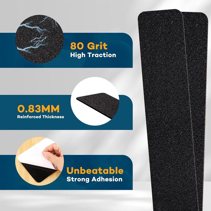 См, попередньо нарізана, зернистість 80, міцний клей, нековзка, самоклеюча стрічка для сходів, терас, сходинок 1 4 дюйма * 30 дюймів, 20 шт., 10,2