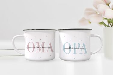 Персоналізований набір із 2 чашок Бабуся Дідусь Кераміка Ідея подарунка для бабусі й дідуся Оголошення про вагітність (Бабуся Дідусь Емальований вигляд)