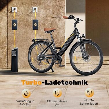 Електровелосипед Finbike для дорослих 250 Вт, 14&quot/16&quot/26&quot гірський та складний, електричний велосипед із запасом ходу 25/55 миль, 25 км/год для чоловіків та жінок, 7-швидкісна коробка передач, амортизація, 26 дюймів - 36 В 13 Аг - Ucitys Black