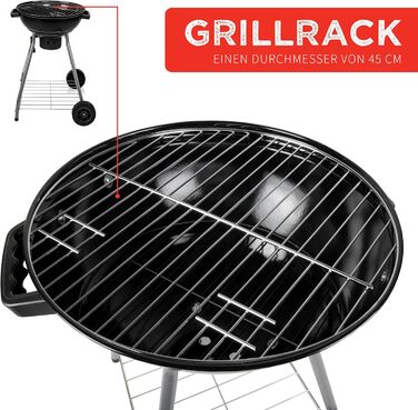Набір для барбекю з кришкою - Вугільний гриль з попільником - Кулястий гриль діаметром 45 см