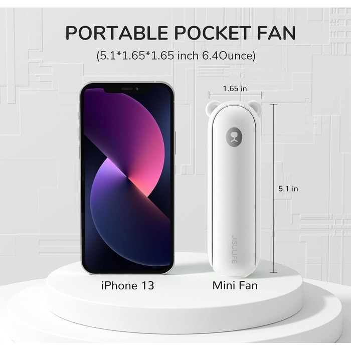 Ручний вентилятор JISULIFE Міні-вентилятор 3 В 1, з акумулятором USB на 4500 мАг. Маленький вентилятор, портативний вентилятор, що працює від акумулятора, макс. 46 годин роботи, функція ліхтарика білий